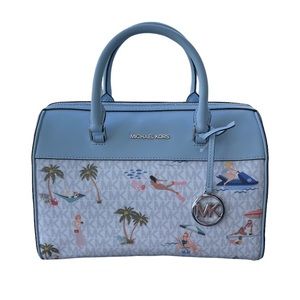 Michael Kors Jet Set Girls Light Blue & white print logo
